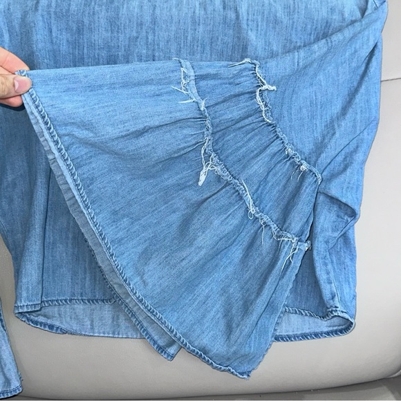 Zara Trafaluc Denim Wear Crop Top with Bell Sleeves - Picture 4 of 6